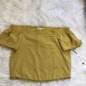 Willow and clay off the shoulder yellow blouse